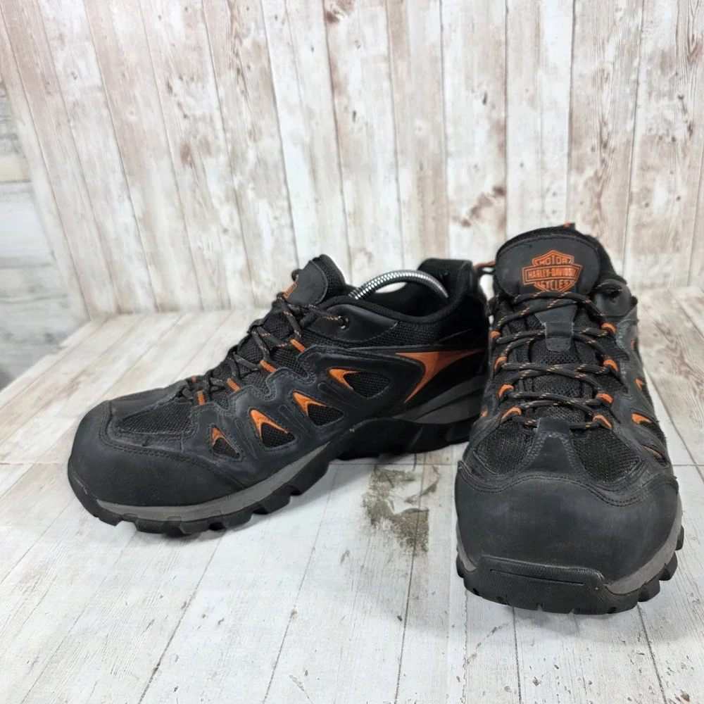 Harley-Davidson Men Black Orange Waterproof Hiking Work Shoes D93327 10.5 M